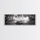 Secluded Picnic Spot, Ocean View, Tranquil Escape, Nature Sanctuary Art, Framed Canvas Print, Kitchen Wall Decor, Coastal Forest Vibe