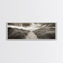 Sandy Dune Path, Grassy Trail, Seaside Journey, Beach Nature Scene, Framed Canvas Print, Minimalist Wall Art, Autumn Coastal Decor
