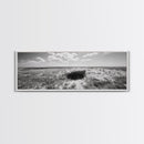 Prairie Cave, Windy Plains, Nature Escape, Canvas Print, Rustic Wall Art, Earthy Decor, Bedroom Accent, Black and White Landscape