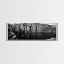 Quarry Wall, Rocky Cliff, Natural Reflection, Still Water, Framed Canvas Print, Industrial Wall Art, Man Cave Decor, Rustic Landscape Art