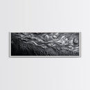 Liquid Texture Waves, Abstract Water Photography, Monochrome Art, Framed Canvas Print, Modern Living Room Wall Art, Nature-Inspired Decor