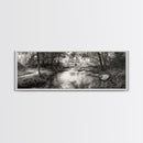 Woodland Creek Flow, Sepia Landscape Scene, Peaceful Forest Art, Canvas Print, Autumn Wall Decor, Rustic Living Room Artwork