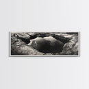 Natural Rock Pool, Moody Water Reflection, Rustic Earth Photography, Canvas Print, Zen Bathroom Wall Art, Minimalist Nature Decor