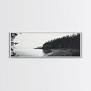 Forest Cliffs, Quiet Bay, Monochrome Coast, Canvas Print, Nature Photography, Modern Rustic Wall Art, Entryway or Office Decor
