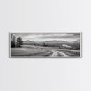 Mountain Valley, Country Road, Rural Home, Framed Canvas Print, Farmhouse Wall Art, Living Room Decor, Autumn Country Landscape