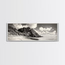Seaside Cliff, Pine Hills, Sandy Beach, Canvas Print, Coastal Landscape Art, Modern Nature Decor, Beach House Living Room Style