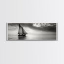 Sailboat, Ocean Horizon, Dramatic Sky, Framed Canvas Print, Nautical Wall Art, Minimalist Office Decor, Ocean Lover Photography