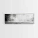 Waterfall Mist Scene, Nature Wall Decor, Canvas Print, Modern Minimalist Art, Neutral Tones, Living Room Wall Art, Black White Landscape