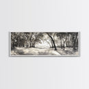 Dreamy Beach Forest, Sepia Trees, Canvas Print, Nature Wall Decor, Fall Bedroom Art, Rustic Woodland Landscape, Tree Shadow Light