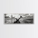 Seaside Iron Anchor, Rustic Beach Print, Nautical Ocean Art, Framed Canvas Print, Moody Wall Decor, Coastal Living Room Art