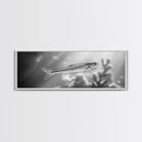 Silver Fish Closeup, Underwater Life, Marine Wildlife Art, Black and White Framed Canvas Print, Coastal Bathroom or Den Wall Art