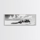 Scuba Gear, Deserted Beach, Ocean Explorer, Framed Canvas Print, minimalist beach decor, scuba diver gift, ocean wall art, travel lover art
