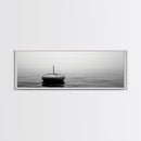 Solitary Sea Buoy, Calm Ocean View, Black White Minimalist, Nautical Canvas Print, Peaceful Coastal Wall Art, Bedroom Decor