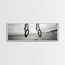 Nautical Swing, Beach Ropes, Seaside Minimalism, Canvas Print, black and white beach decor, coastal hallway wall art, maritime rustic style