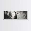 Utility Pole Sky, Urban Minimalism, Power Lines, Framed Canvas Print, Industrial Wall Art, Office Decor, Monochrome Photography