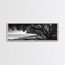 Ocean Trees, Shoreline Light, Majestic Forest, Beach Scene, Framed Canvas Print, Boho Wall Decor, Bedroom Art, Zen Coastal Artwork