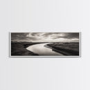 Serene River, Marsh Landscape, Calm Waters, Tranquil Nature, Framed Canvas Print, Minimalist Decor, Entryway Art, Fall Home Vibes