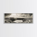 Ocean Crater, Coastal Cliff, Surreal Nature Art, Black and White Canvas Print, Gallery Wall Art, Earthy Decor, Adventure Inspired
