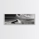 Beach Hat Scene, Coastal Escape, Sunny Seaside Moment, Framed Canvas Print, Modern Boho Bedroom Art, Summer Inspired Wall Decor