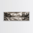 Wild Coastline, Rugged Waves, Stormy Shore, Nature Photography, Framed Canvas Print, Fall Living Room Wall Art, Rustic Coastal Decor