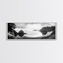 Forest Beach, Pacific Coast, Morning Mist, Tranquil Cove, Framed Canvas Print, Rustic Cabin Wall Art, Nature Landscape Photography