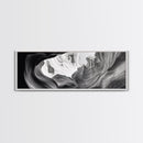 Desert Canyon Swirl, Abstract Rock Layers, Light and Shadow, Framed Canvas Print, Minimalist Living Room Art, Earth Tone Decor