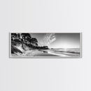 Forest Edge Beach, Coastal Sandscape, Sunset Sky, Canvas Print, Black and White Landscape, Coastal Living Room Art, Natural Vibes