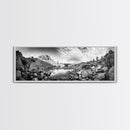 Rocky Lake, Wilderness Reflection, Mountain Calm, Framed Canvas Print, Cabin Nature Wall Art, Rustic Home Decor, Adventure Photography