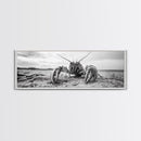 Lobster Closeup, Coastal Wildlife, Sandy Beach, Canvas Print, Bold Marine Life Art, Bathroom Wall Decor, Nautical Themed Accent