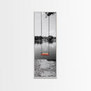 Swing Over Lake, Still Waters, Childhood Memories, Tranquil View – Canvas Print, Minimalist Wall Art, Kids Room Decor, Serene Black and White