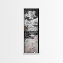 Desert Street, Western Town, Cloudy Skies, Frontier Road, Framed Canvas Print, Rustic Wall Art, Western Style Decor, Saloon Theme