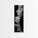 Lotus Beauty, Reflection Art, Feminine Calm, Elegant Profile, Framed Canvas Print, Spa Wall Art, Zen Decor, Minimalist Bathroom Art