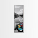 Lake Pebbles Art, Colorful Stones, Mountain Reflection, Calm Waterscape, Canvas Print, Zen Decor, Boho Lake Art, Bathroom Wall Art
