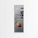 Orange Shore Stone, Minimalist Decor, Seaside Style, Beach Vibes, Framed Canvas Print Coastal Wall Art, Bathroom Decor, Modern Art