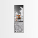 Lifeguard Tower Beach, Summer Vibes, Ocean Escape, Coastal Charm, Framed Canvas Print Bathroom Wall Art, Bold Minimalist Seaside Art