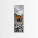 Mining Truck, Industrial Power, Bold Machinery, Construction Scene, Canvas Print, garage wall art, boys room decor, grunge wall art