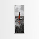 Solitary Woman, Polka Dot Dress, Reflected Mood, Framed Canvas Print, Surreal Fine Art, Bedroom Wall Art, Contemporary Minimalist Style