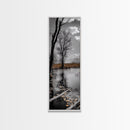 Swamp Trees, Moody Waters, Golden Lilies, Reflective Pond, Framed Canvas Print, Autumn Wall Art, Nature Decor, Living Room Landscape
