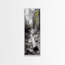 Forest Path, Autumn Leaves, Nature Trail, Framed Canvas Print, Black and White Wall Art, Cabin Decor, Rustic Hallway Accent