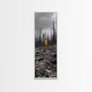 Lone Sprout, Forest Renewal, Emotional Nature Scene, Moody Landscape Art, Framed Canvas Print, Autumn Wall Decor, Rustic Nature Style