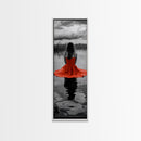 Woman in Red, Serene Lake, Moody Reflections, Dramatic Art Scene, Canvas Print, Bedroom Wall Art, Romantic Decor, Adventure Themed Ar