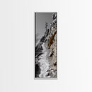 Cliff Pathway Art, Nature Trail Scene, Monochrome Rustic Landscape, Framed Canvas Print, Mountain Cabin Entryway Wall Decor