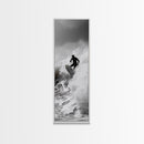 Surfer Wave, Extreme Sports, Ocean Power, Surf Culture, Dynamic Motion Shot, Framed Canvas Print, Coastal Teen Bedroom Wall Art