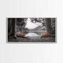 Forest Lake, Autumn Leaves, Nature Path, Woodland Style, Framed Canvas Print, Rustic Wall Art, Entryway Art, Cabin Wall Decor