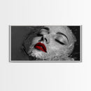 Red Lips, Underwater Beauty, Glam Art, Modern Pop, Framed Canvas Print, Bedroom Wall Art, Bold Aesthetic, Fashion Model Photography Print