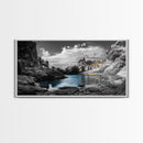 Hidden Cove, Blue Waters, Rugged Coast, Rocky Escape, Canvas Print, Nature Wall Art, Minimalist Seascape, Monochrome Landscape