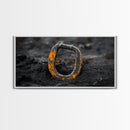 Industrial Ring, Weathered Metal, Grunge Aesthetic, Earth Tones – Canvas Print, Masculine Wall Art, Garage Decor, Minimalist Rustic Design