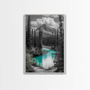 Mountain River, Turquoise Stream, Serene Nature Scene, Canvas Print, Living Room Wall Art, Minimal Landscape Decor, Cabin Vibes
