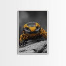 Lizard Close Up, Yellow and Black, Reptile Macro, Framed Canvas Print, Nature Photography, Animal Art, Man Cave Wall Art, Wildlife Decor