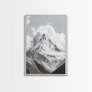 Matterhorn Majesty, Iconic Summit, Black and White Mountain, Canvas Print, Office Wall Art, Minimalist Photography, Modern Decor